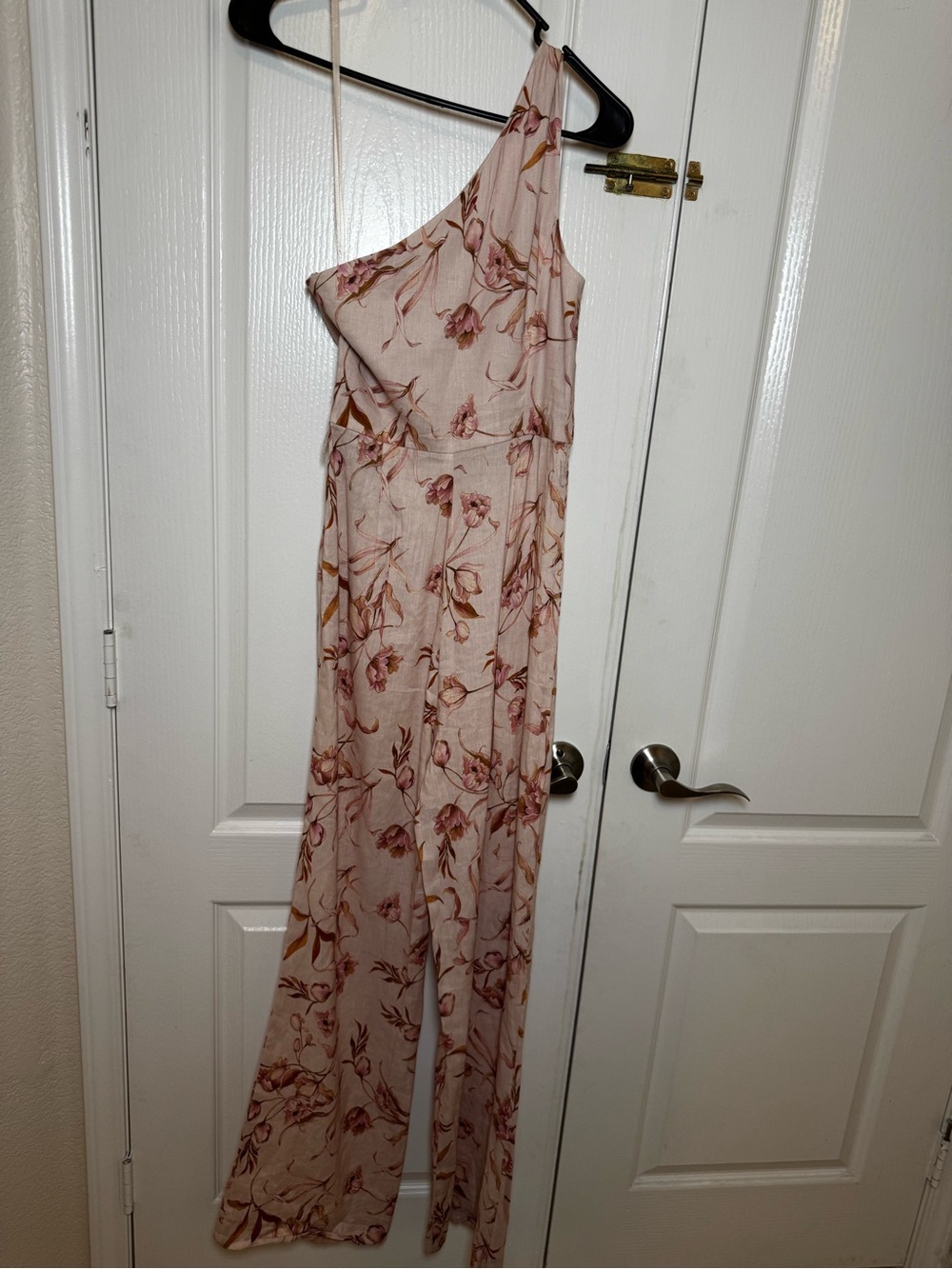 Antonio Melani Floral One Shoulder Wide Leg Jumpsuit Pink Size 0 NO BELT - Picture 5 of 6